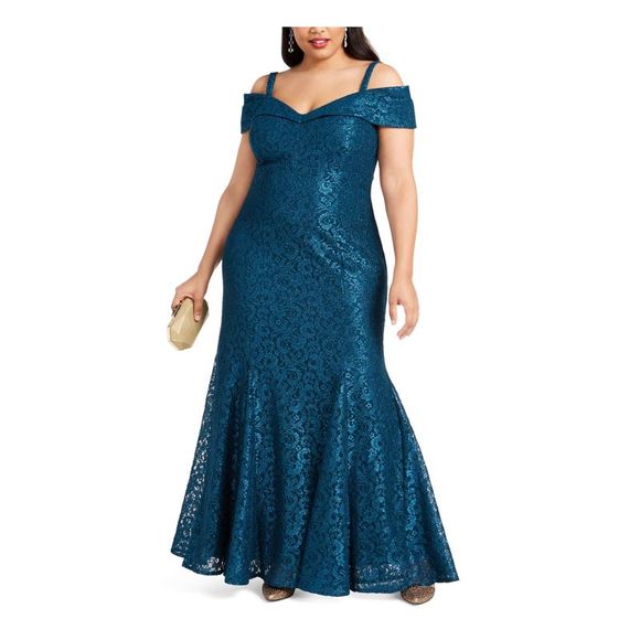 R&M Richards | Dresses | Rm Richards Womens Teal Off The Shoulder Maxi ...